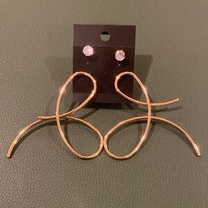 Elegant Rose Gold Earrings and Stud Set